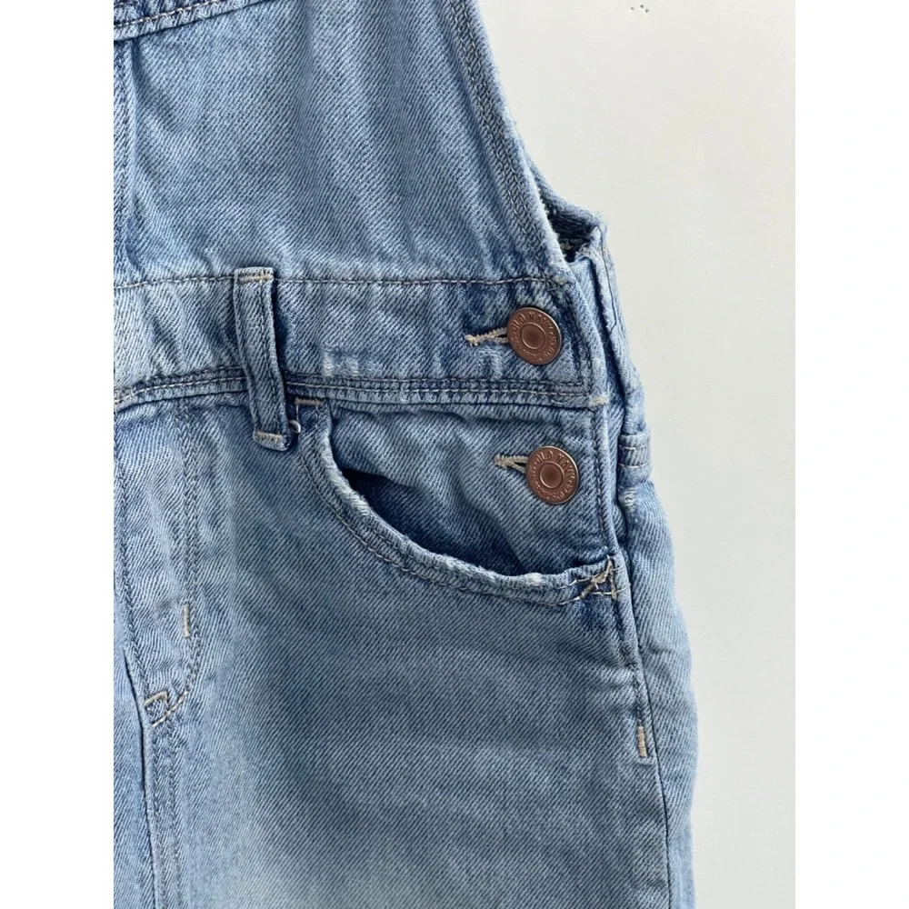Old Navy Bib Overall Jumper Skirt‎ Dress Girls' Size 8 Blue Denim Raw Hem
